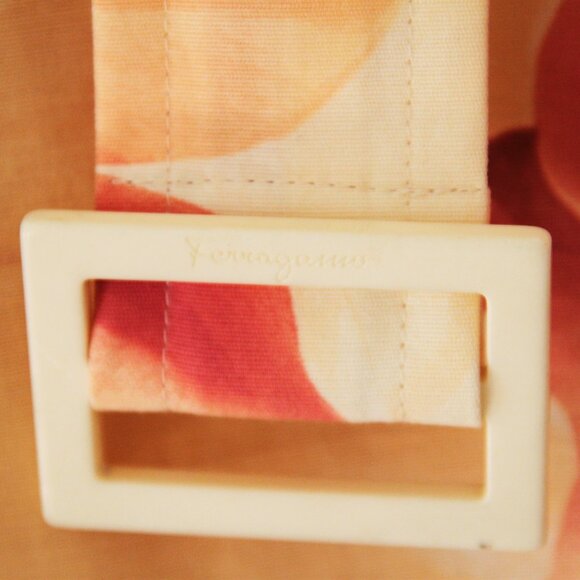 SALVATORE FERRAGAMO Trench Coat Belted Jacket Cotton Graphic Floral Print US 10 - Picture 9 of 14